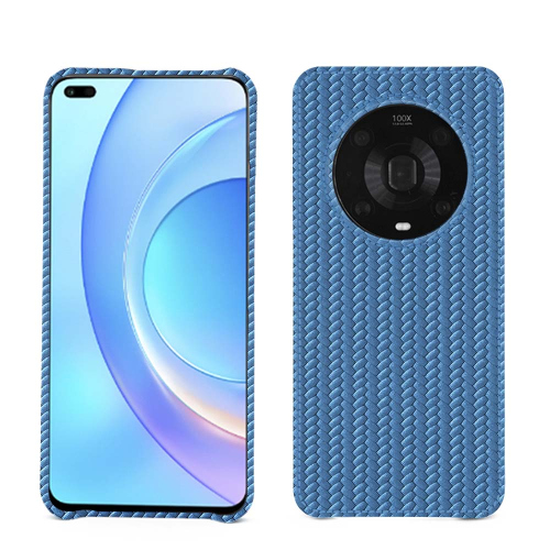 Honor Magic4 Pro用高品質レザーバックカバーAbaca ishia ( Pantone #395775 ) 