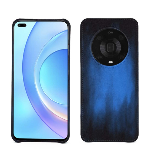 Funda trasera de cuero de alta calidad para el Honor Magic4 ProBleu Patine