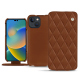 Housse cuir Apple iPhone 14 - Marron - Couture ( Nappa - Pantone #8B4720 ) 