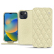 Lederschutzhülle Apple iPhone 14 - Ivoire - Couture ( Pantone - #d6d6c6 )