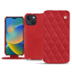 Apple iPhone 14 leather case - Rouge troupelenc - Couture