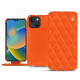 Apple iPhone 14 leather case - Orange fluo - Couture ( Pantone 805C )