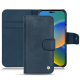 Apple iPhone 14 leather case - Jean vintage ( Pantone #2f414f  ) 