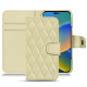 Housse cuir Apple iPhone 14 - Beige - Couture ( Nappa - Pantone #ceb888 ) 