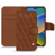 Apple iPhone 14 leather case - Marron - Couture ( Nappa - Pantone #8B4720 ) 