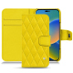Funda de piel Apple iPhone 14 - Jaune fluo - Couture ( Pantone 809C )