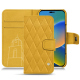 Apple iPhone 14 leather case - Jaune soulèu - Couture