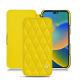 Housse cuir Apple iPhone 14 - Jaune fluo - Couture ( Pantone 809C )