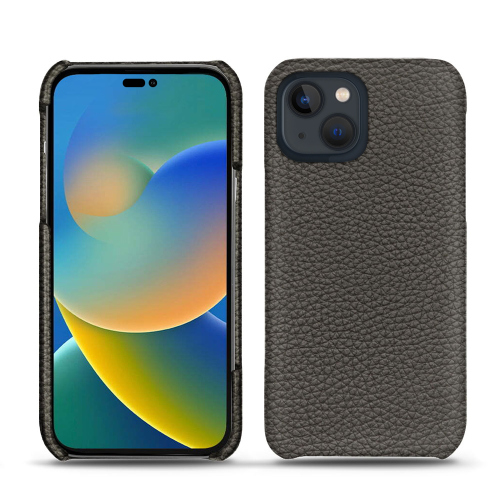 Estojo de couro chique para iPhone Apple 14Anthracite ( Pantone #41403c ) 