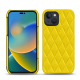 Lederschutzhülle Apple iPhone 14 - Jaune fluo - Couture ( Pantone 809C )