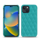 Apple iPhone 14 leather cover - Bleu fluo - Couture