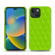 Coque cuir Apple iPhone 14 - Vert fluo - Couture ( Pantone 808C )