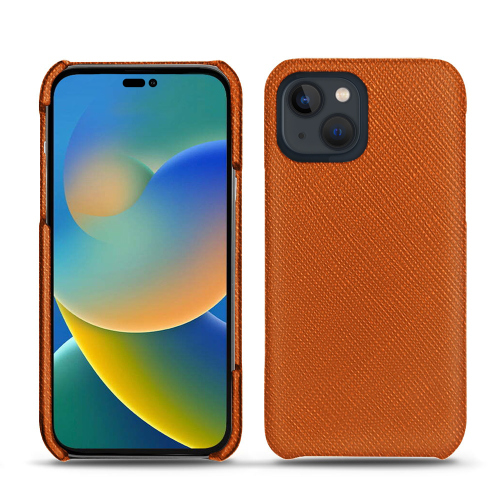 Schicke Lederhülle für das Apple iPhone 14Orange vibrant ( Pantone #e36b39 ) 