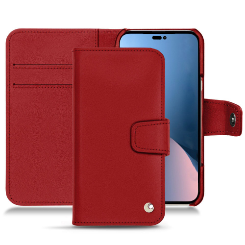 Luxury leather case for Apple iPhone 14 PlusRouge ( Nappa - Pantone #d50032 ) 