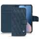 Apple iPhone 14 Plus leather case - Jean vintage - Couture ( Pantone #2f414f  ) 