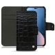 Housse cuir Apple iPhone 14 Plus - Crocodile nero ( Noir / Black) 