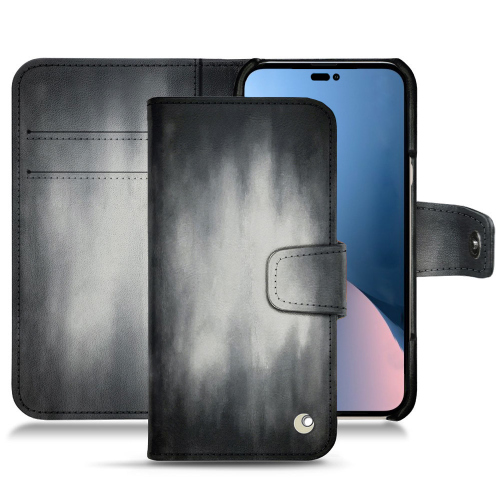 Apple iPhone 14 Plus용 고급 가죽 케이스Gris Patine