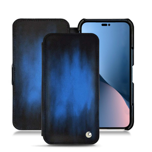 Elegant leather cases for Apple iPhone 14 PlusBleu Patine