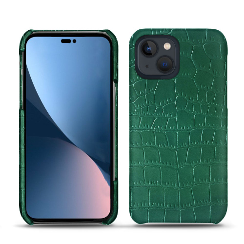 Lederhüllen für das Apple iPhone 14 PlusCrocodile pino ( Pantone #173F35 ) 