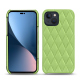 Coque cuir Apple iPhone 14 Plus - Vert olive - Couture ( Nappa - Pantone #a7c58e ) 