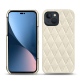 Apple iPhone 14 Plus leather cover - Blanc escumo - Couture ( Pantone #D6D6D1 )
