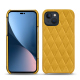 Apple iPhone 14 Plus leather cover - Jaune soulèu - Couture ( Pantone #F3B934 )