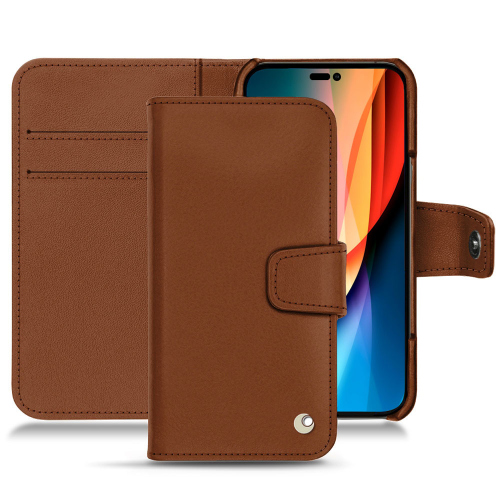 Estojo de couro premium para iPhone 14 Pro da AppleMarron ( Nappa - Pantone #8B4720 ) 