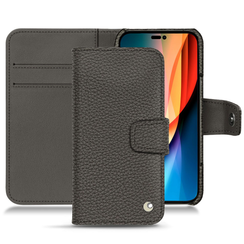 Custodia in pelle premium per Apple iPhone 14 ProAnthracite ( Pantone #41403c ) 