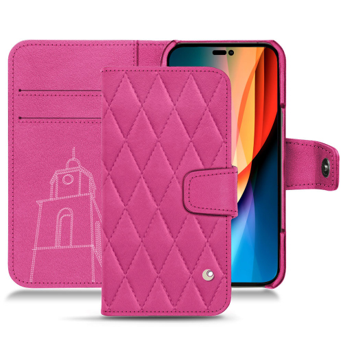 Premium-Lederhülle für Apple iPhone 14 ProRose BB - Couture ( Pantone #DB599F )