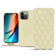 Housse cuir Apple iPhone 14 Pro - Ivoire - Couture ( Pantone - #d6d6c6 )