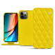 Apple iPhone 14 Pro leather case - Jaune fluo - Couture ( Pantone 809C )