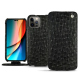 Housse cuir Apple iPhone 14 Pro - Autruche nero