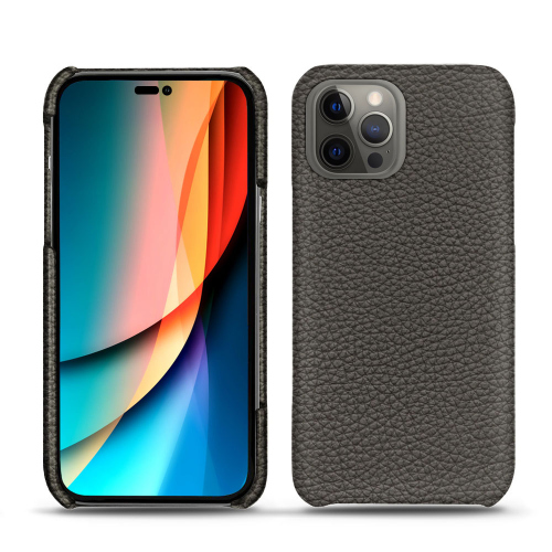 Schicke Lederhüllen für das Apple iPhone 14 ProAnthracite ( Pantone #41403c ) 