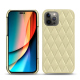Coque cuir Apple iPhone 14 Pro - Beige - Couture ( Nappa - Pantone #ceb888 ) 