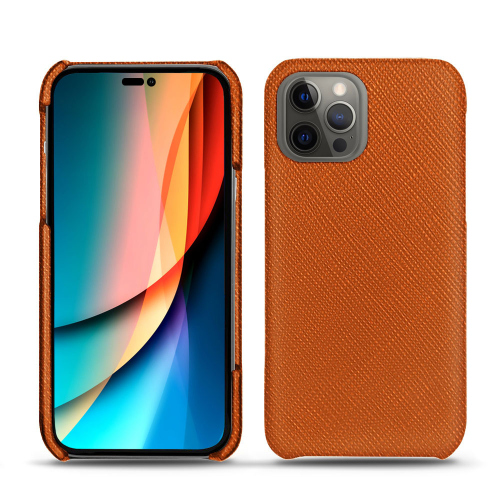 Malas de couro chiques para Apple iPhone 14 ProOrange vibrant ( Pantone #e36b39 ) 