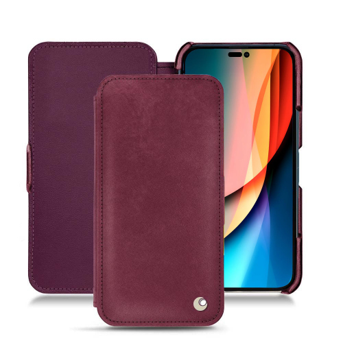 Elegante funda de piel para el iPhone 14 Pro de ApplePrune vintage ( Pantone #612434 ) 