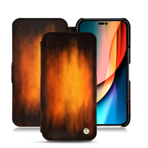 Estojo de couro chique para iPhone 14 Pro da AppleFauve Patine