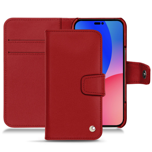 Estojo de couro luxuoso para Apple iPhone 14 Pro MaxRouge ( Nappa - Pantone #d50032 ) 