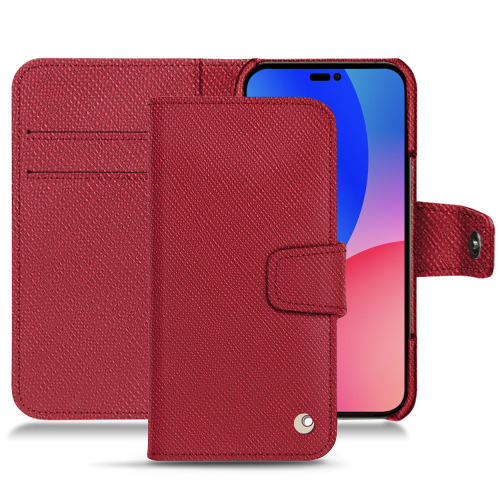 适用于苹果iPhone 14 Pro Max的豪华皮套Rouge passion ( Pantone #a6192e ) 