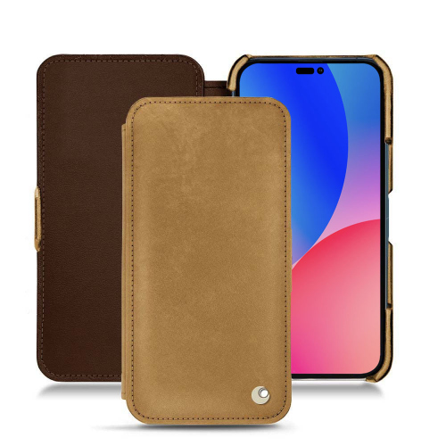 Housse en cuir premium pour Apple iPhone 14 Pro MaxSable vintage ( Pantone #9b7340 ) 