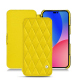 Apple iPhone 14 Pro Max leather case - Jaune fluo - Couture ( Pantone #c9ff57 )