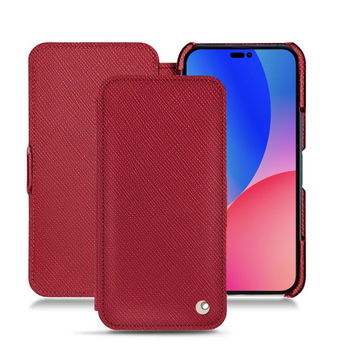 Custodia in pelle premium per Apple iPhone 14 Pro MaxRouge passion ( Pantone #a6192e ) 