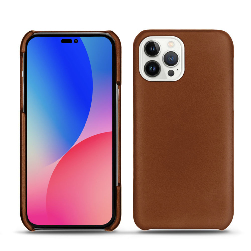 Hintere Schutzhülle aus Leder für Apple iPhone 14 Pro MaxMarron ( Nappa - Pantone #8B4720 ) 