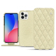Lederschutzhülle Apple iPhone 14 Pro Max - Ivoire - Couture ( Pantone - #d6d6c6 )