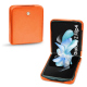 Coque cuir Samsung Galaxy Z Flip4 - Orange fluo ( Pantone #ff5406 ) 