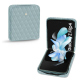 Custodia in pelle Samsung Galaxy Z Flip4 - Bleu ciel - Couture ( Nappa - Pantone #abcae9 ) 