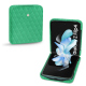 Coque cuir Samsung Galaxy Z Flip4 - Menthe vintage - Couture ( Pantone #37b375 ) 