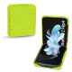 Coque cuir Samsung Galaxy Z Flip4 - Jaune fluo - Couture ( Pantone #c9ff57 ) 