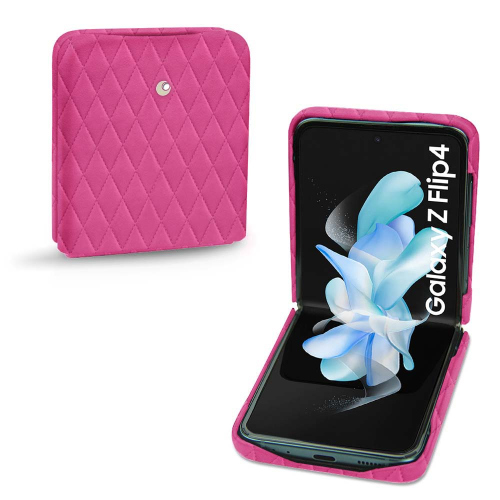 Lujosa funda de cuero para el Samsung Galaxy Z Flip 4Rose BB - Couture ( Pantone #DB599F )