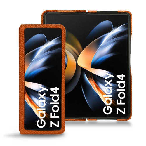 Custodia in pelle di qualità per Samsung Galaxy Z Fold 4Orange vibrant ( Pantone #e36b39 ) 